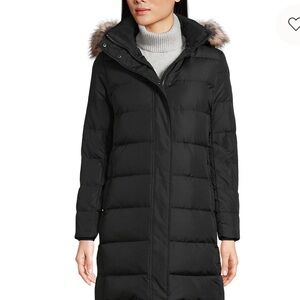 Lands' End Black Hooded Puffer Coat